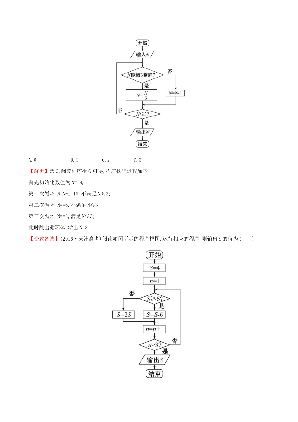 高考数学一轮复习 第九章 算法初步、统计、统计案例 课时分层作业六十 9.1 算法与程序框图、基本算法语句 理-人教版高三数学试题_第3页