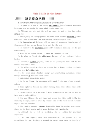 高考英语大一轮复习 Unit 3 Life in the future知识要点巩固 试题