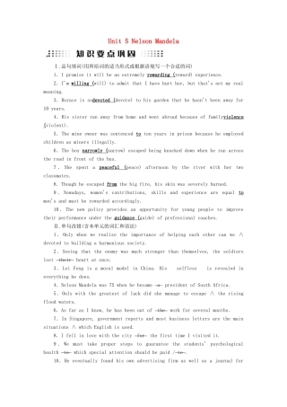 高考英语大一轮复习 Unit 5 Nelson Mandela知识要点巩固 试题