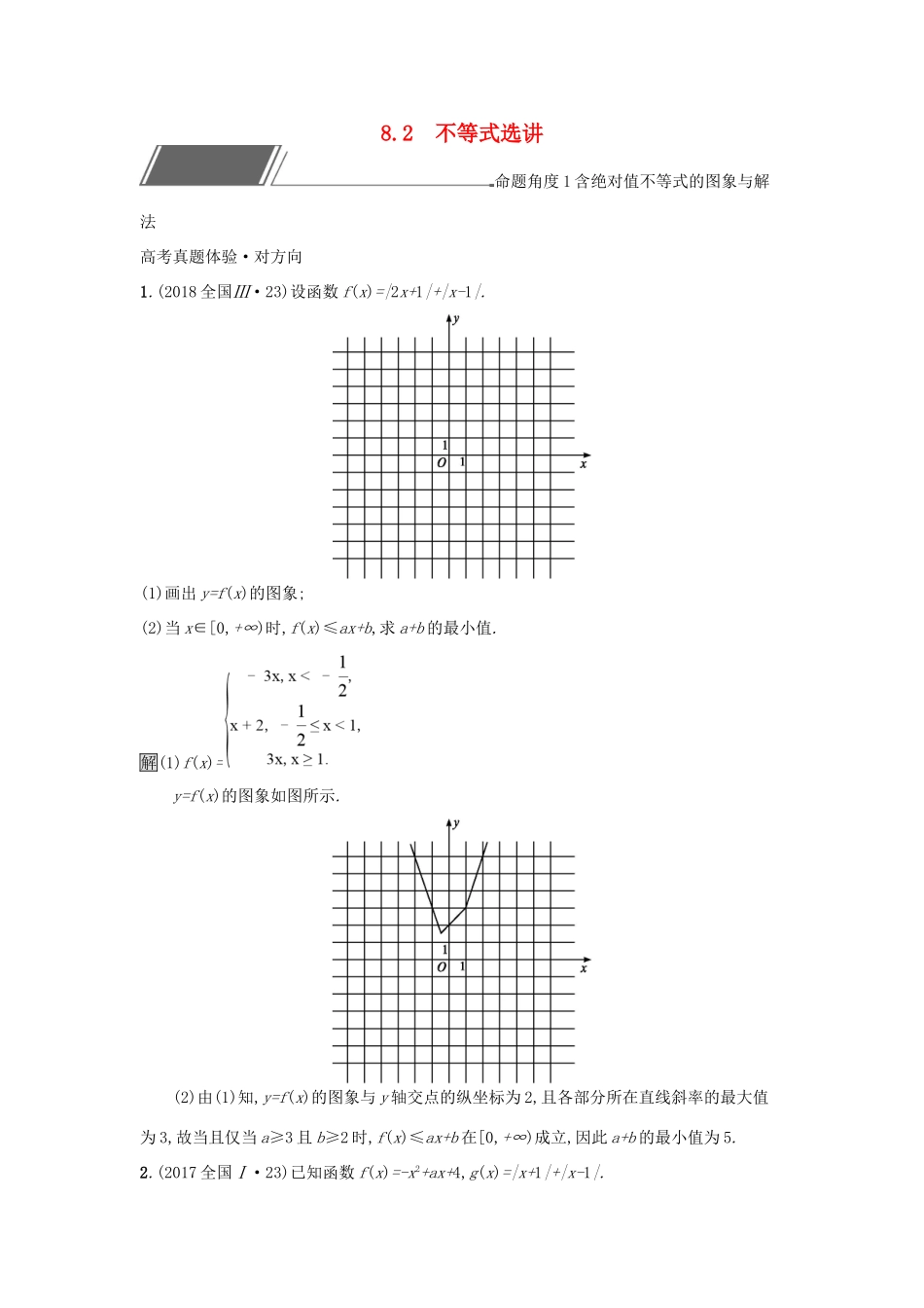 高考数学总复习 专题八 选考内容 8.2 不等式选讲精选刷题练 理试题_第1页