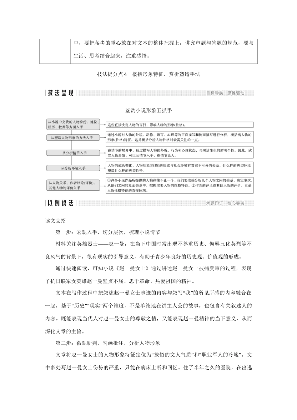 高考语文二轮培优 第一部分 现代文阅读 专题二 文学类文本阅读 技法提分点4 概括形象特征，赏析塑造手法试题_第2页
