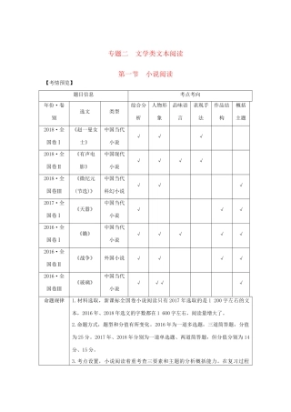 高考语文二轮培优 第一部分 现代文阅读 专题二 文学类文本阅读 技法提分点4 概括形象特征，赏析塑造手法试题