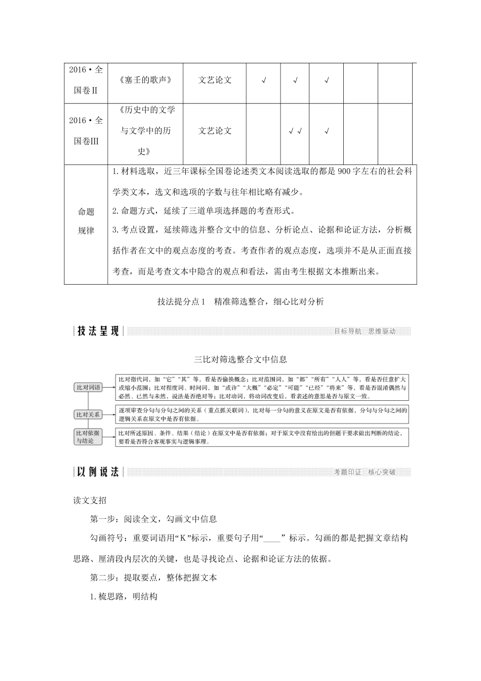 高考语文二轮培优 专题一 论述类文本阅读 技法提分点1 精准筛选整合，细心比对分析试题_第2页
