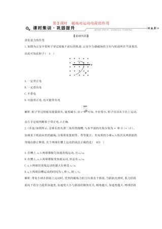 高考物理大一轮复习 第九章 磁场（第2课时）磁场对运动电荷的作用检测试题