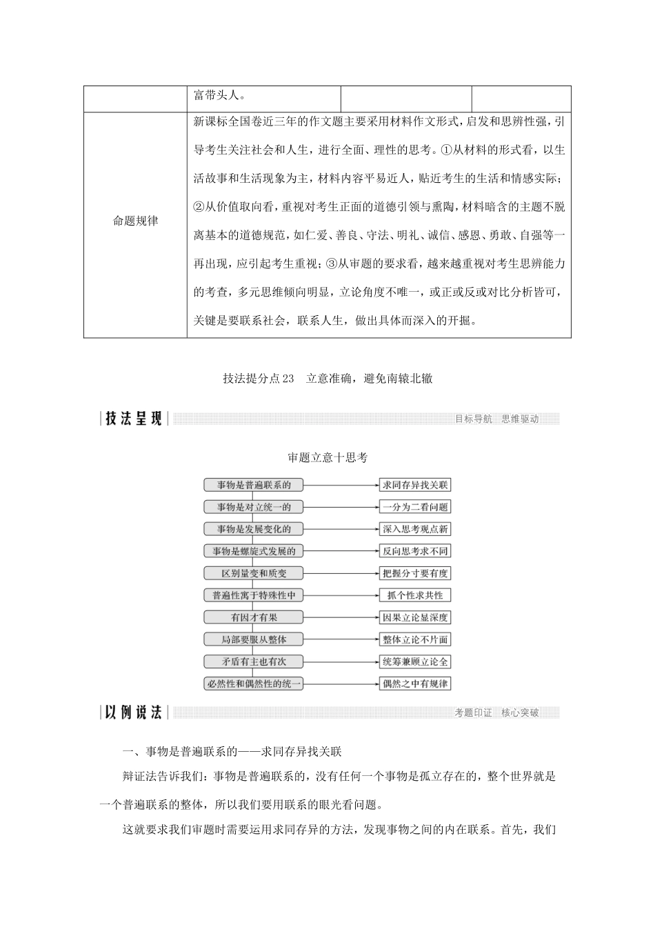 高考语文二轮培优 第四部分 写作 技法提分点23 立意准确，避免南辕北辙试题_第2页