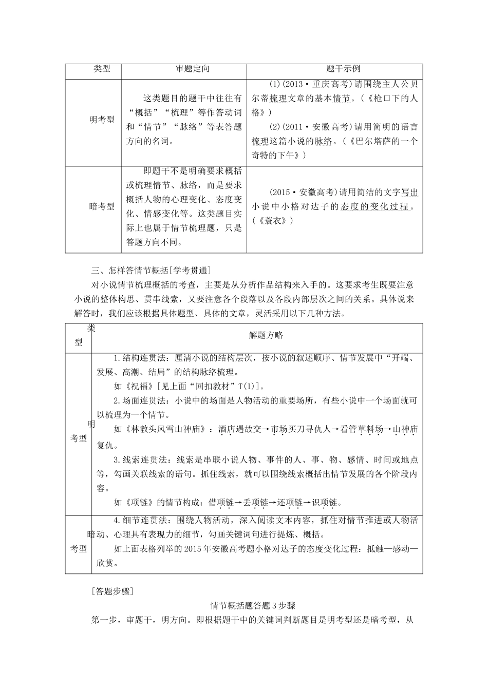 高考语文一轮复习 专题八小说阅读 第2讲 以理清脉络为思维主线，全取情节题试题_第2页