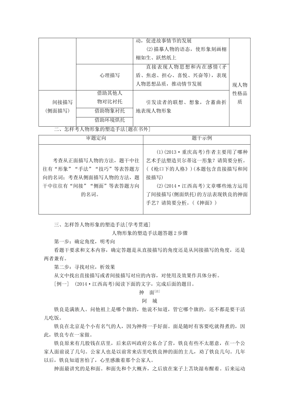 高考语文一轮复习 专题八小说阅读 第4讲 以感受品格为核心目标，完胜形象题试题_第2页