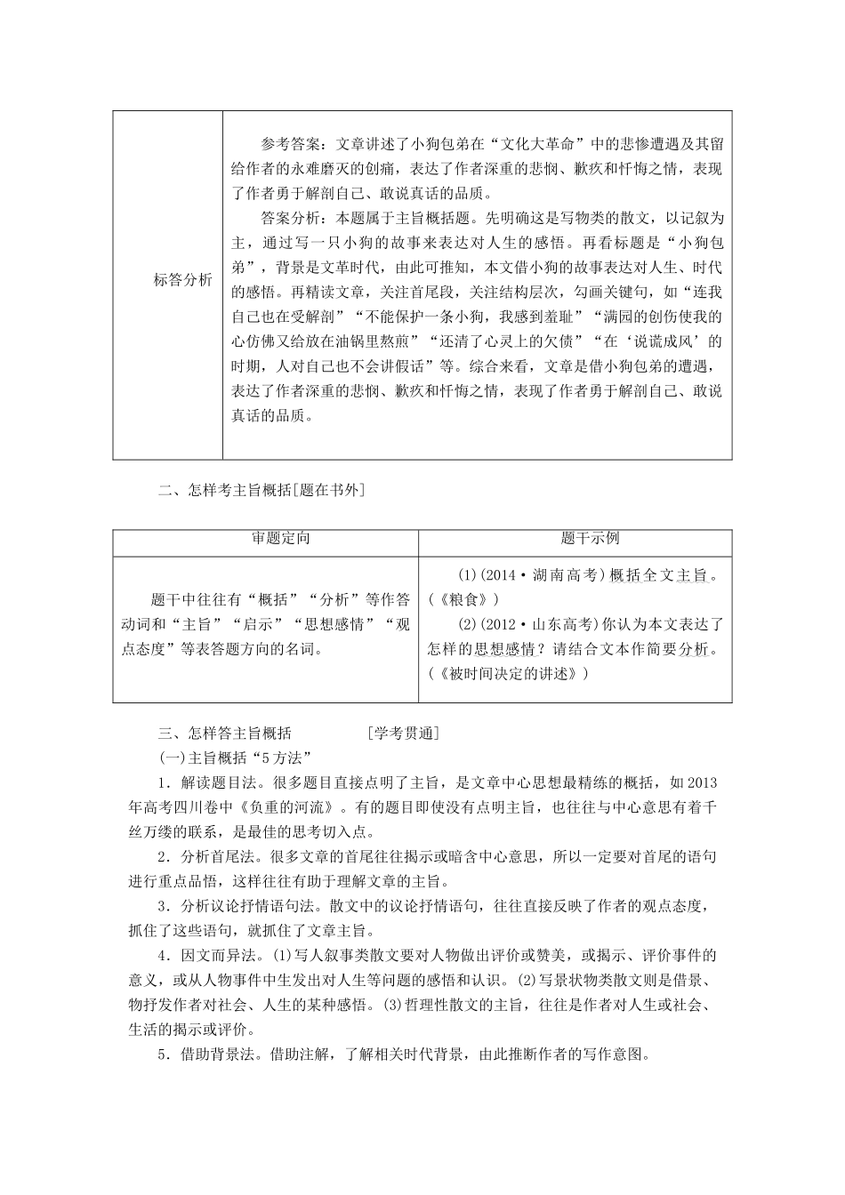 高考语文一轮复习 专题九 文学类文本（二）散文阅读 第3讲 点要全、语要精，稳取内容要点概括题试题_第3页