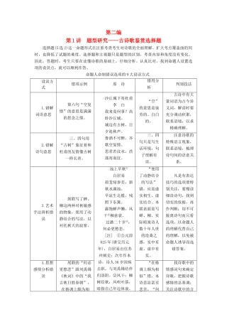 高考语文一轮复习 专题六 古代诗歌阅读 第二编 如何做对题-情感、形象、语言、技巧，四大考点逐一精析 第1讲 题型研究-古诗歌鉴赏选择题试题