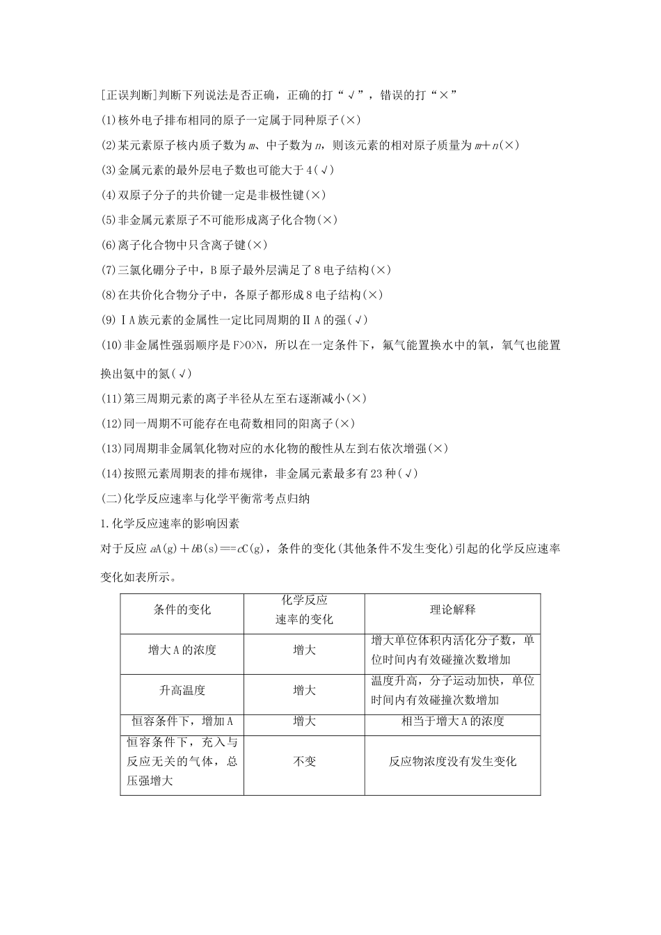 高考化学 考前三月冲刺 第二部分 专题1 考前要点回扣 五 化学基本理论知识归纳试题_第2页