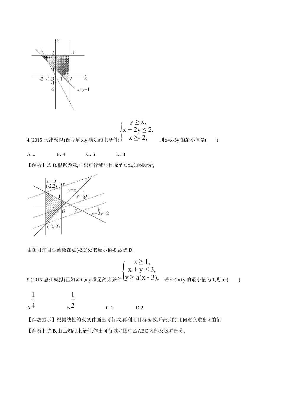 高考数学 6.3 二元一次不等式(组)与简单的线性规划问题练习试题_第2页