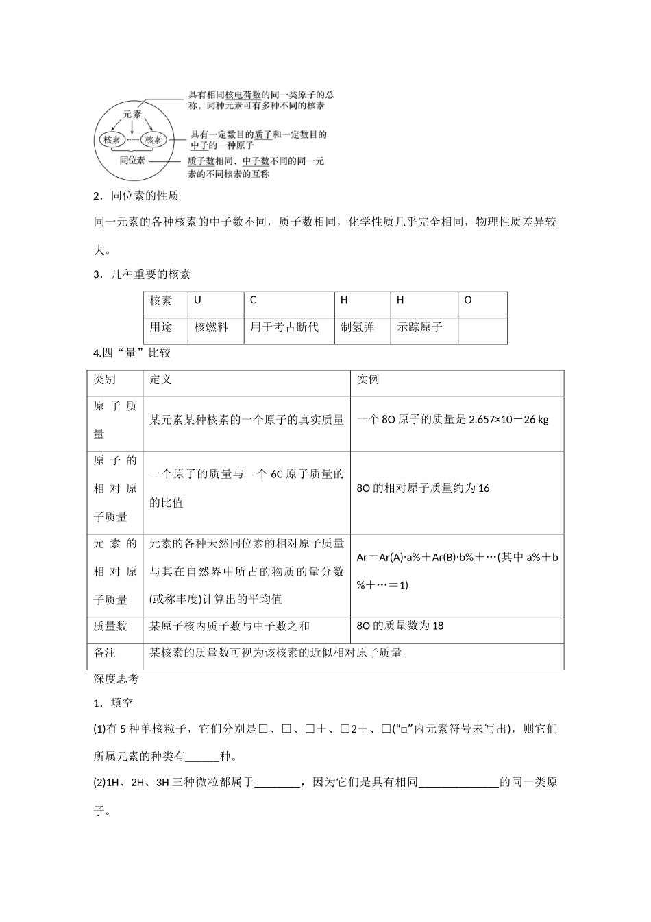 高考化学大一轮复习讲义  微观结构与物质的多样性（第1讲）苏教版试题_第3页