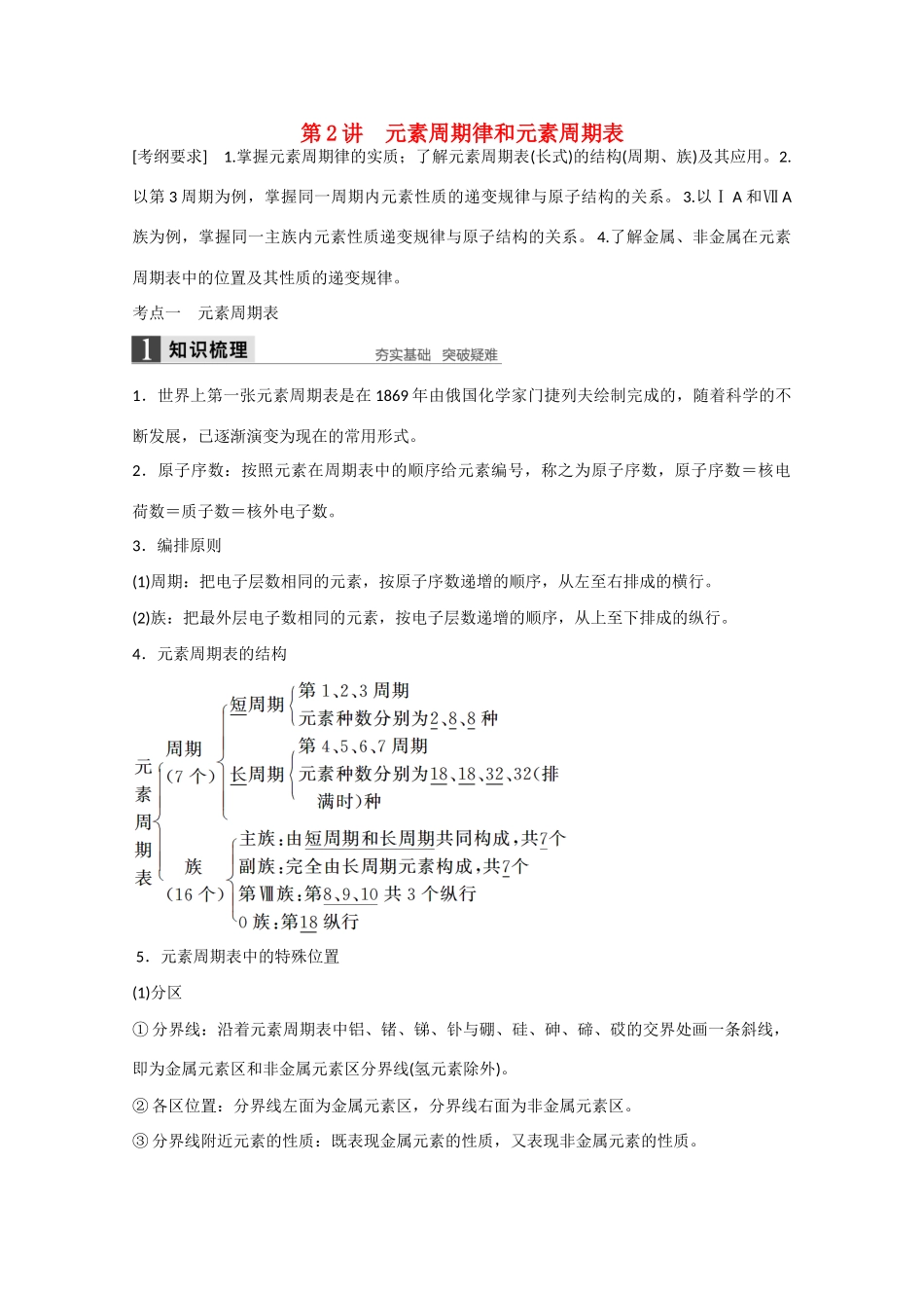 高考化学大一轮复习讲义  微观结构与物质的多样性（第2讲）苏教版试题_第1页