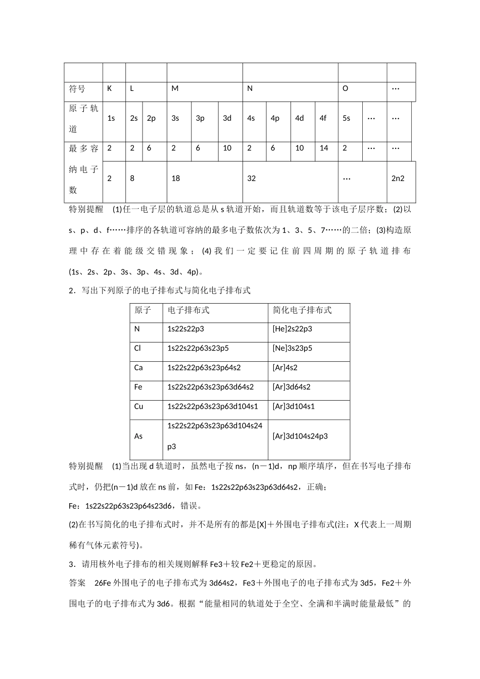 高考化学大一轮复习讲义 2 物质结构与性质（第1讲）苏教版试题_第3页