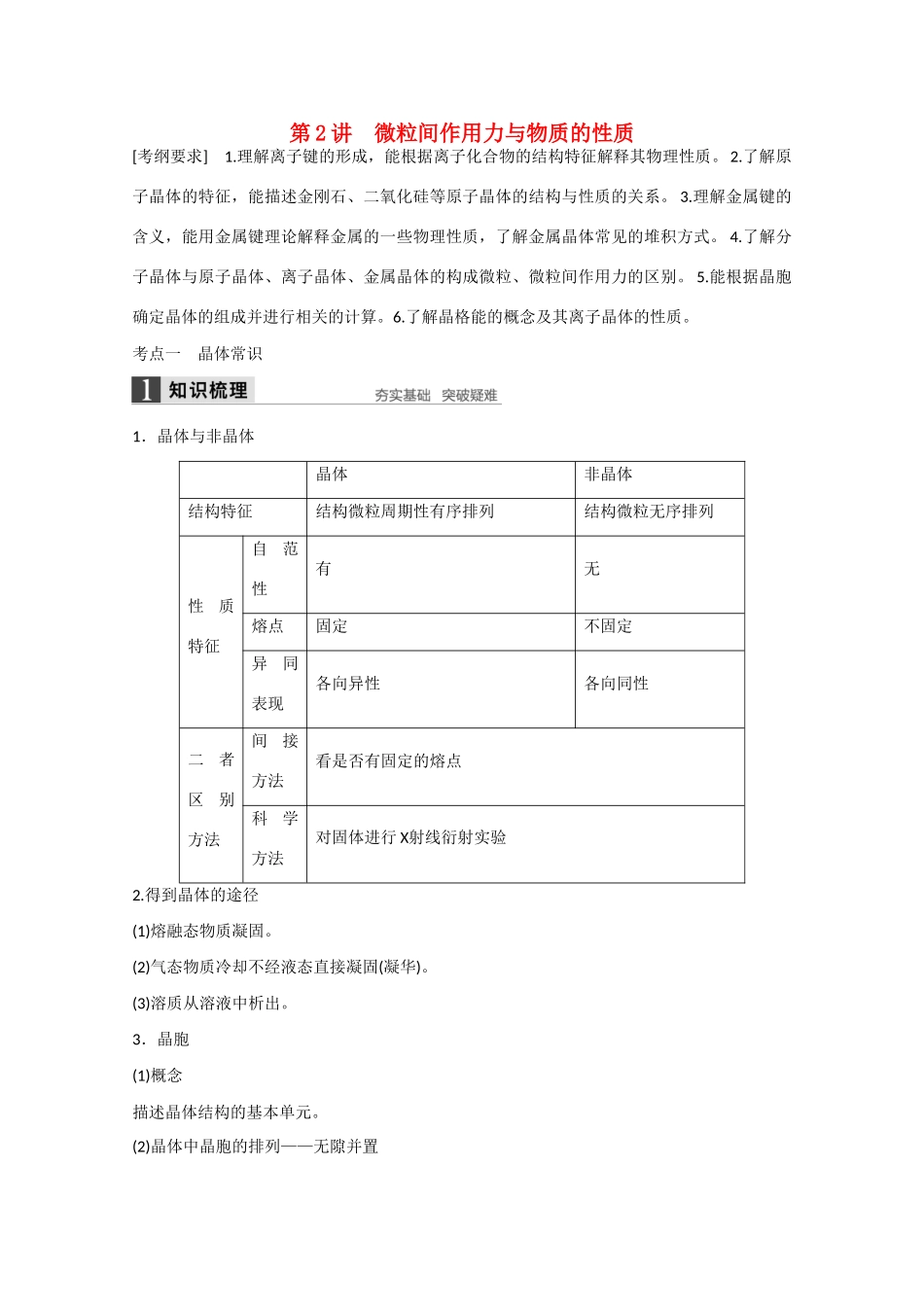 高考化学大一轮复习讲义 2 物质结构与性质（第2讲）苏教版试题_第1页