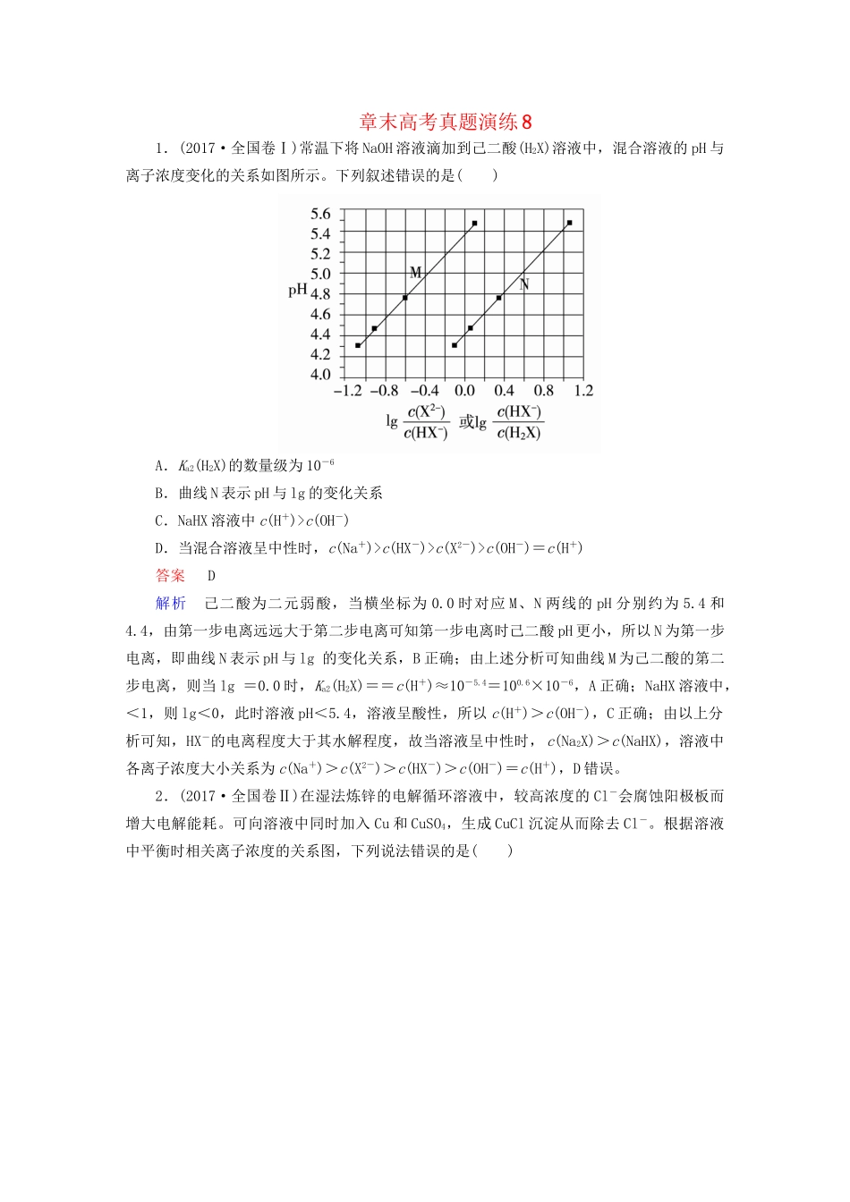 高考化学一轮复习 章末高考真题演练8试题_第1页