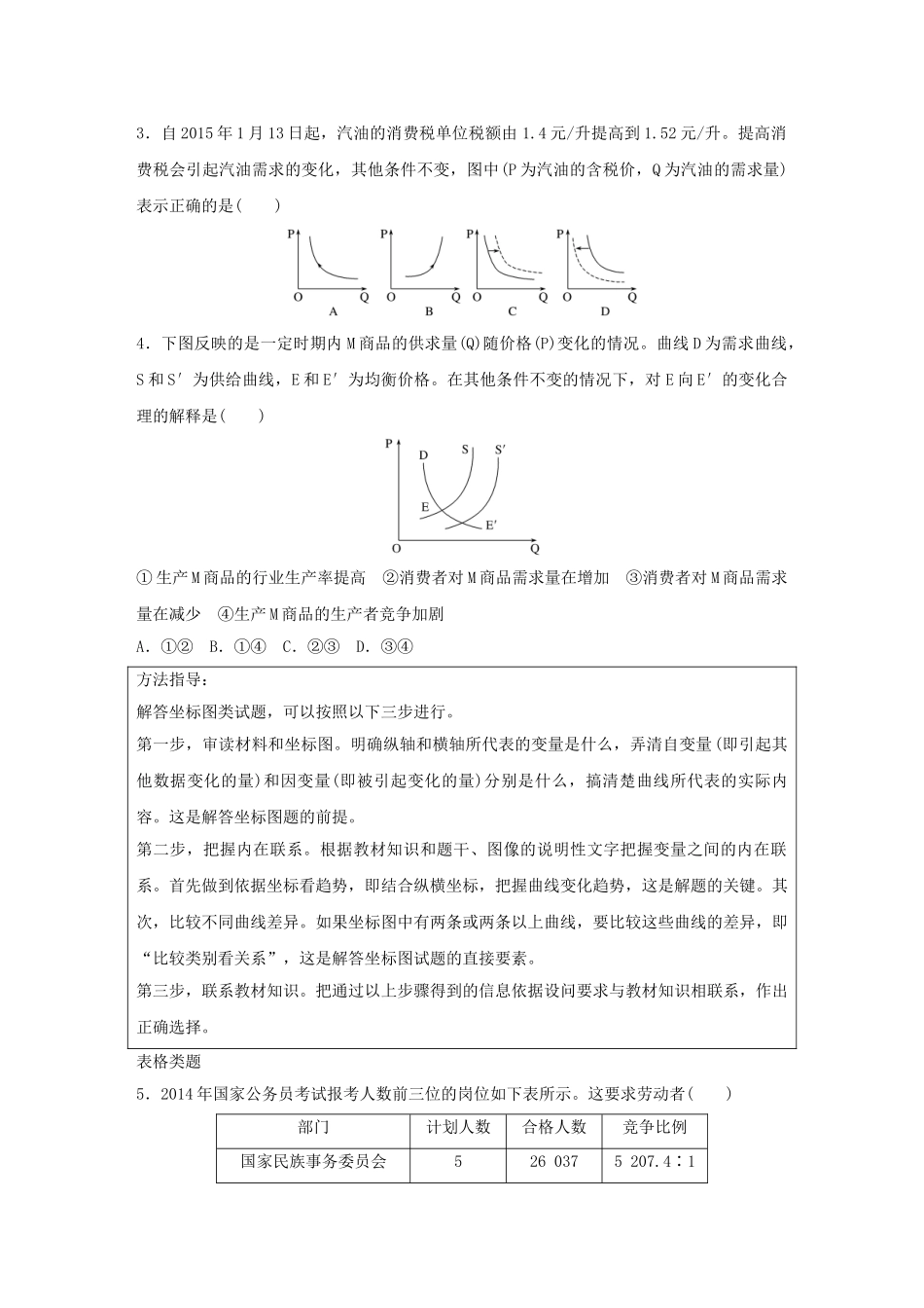 高考政治 考前三个月 题型练2 图表型选择题试题_第2页