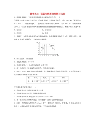 高考化学一轮复习 第八章 水溶液中的离子平衡 微考点61 强弱电解质的判断与比较练习（含解析）试题