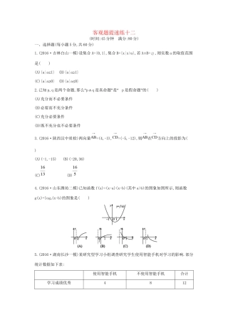 高三数学二轮复习 客观题提速练十二 文科试题