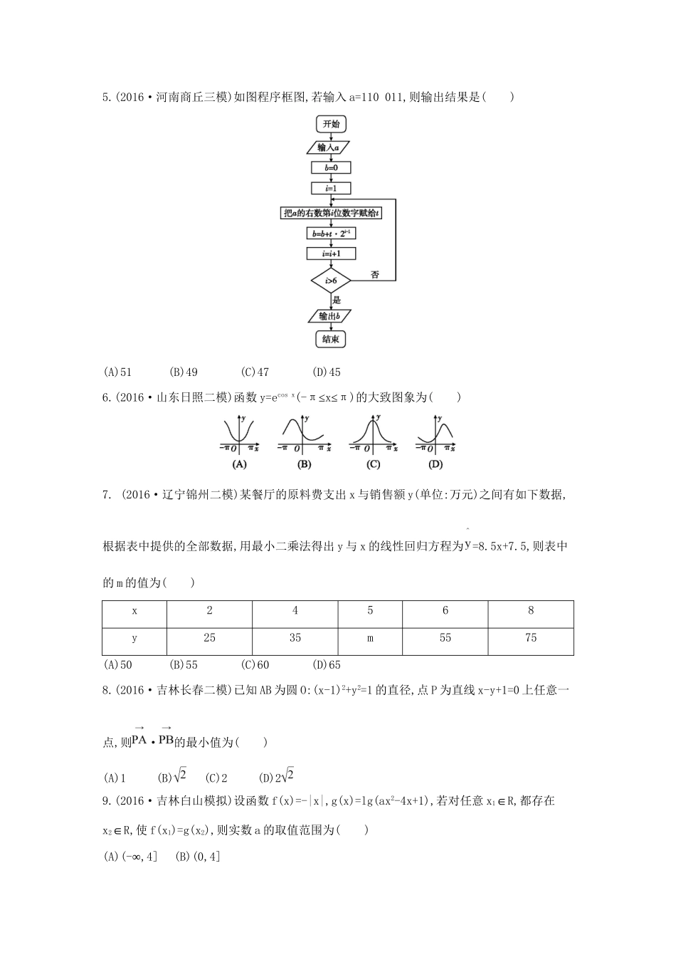高三数学二轮复习 客观题提速练十五 文科试题_第2页