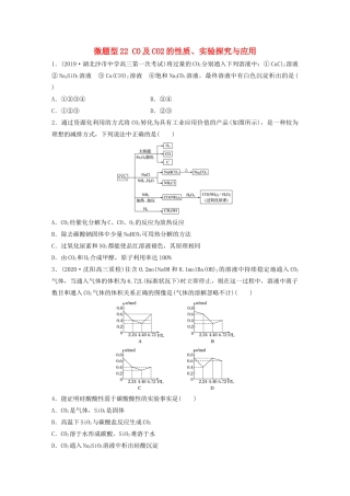 高考化学一轮复习 第四章 非金属及其化合物 微题型22 CO及CO2的性质、实验探究与应用练习（含解析）试题