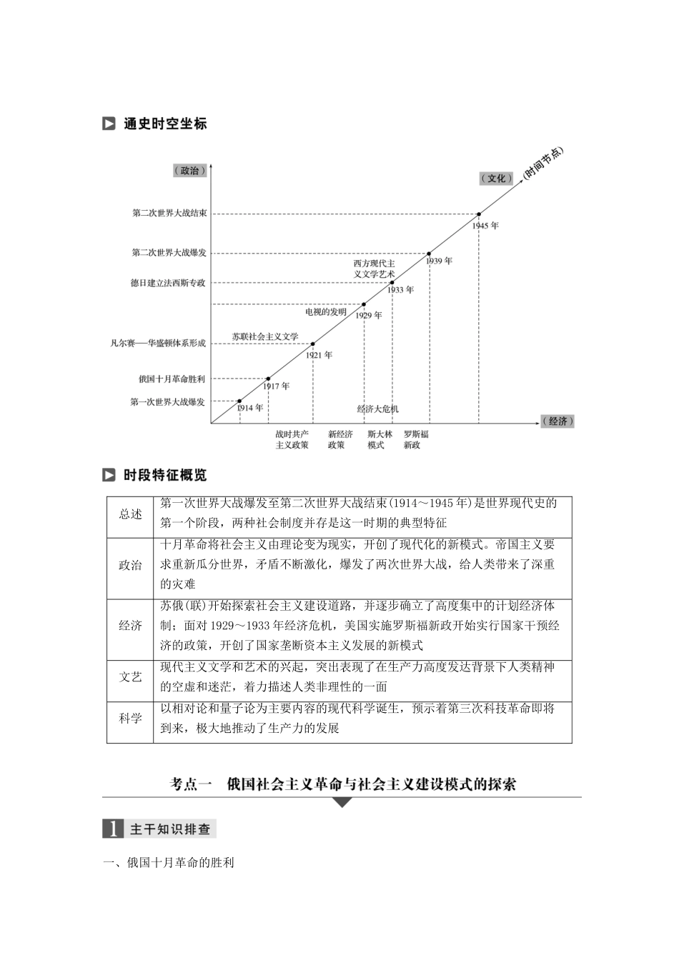 高考历史大二轮总复习与增分策略 板块三 世界史 第12讲 20世纪上半期世界经济模式的调整——社会主义制度建立和资本主义经济政策的调整(20世纪初~)试题_第1页