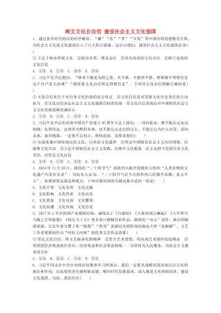 高考政治大一轮复习 加练套餐 第五辑 第67练 树立文化自自信 建设社会主义文化强国 试题