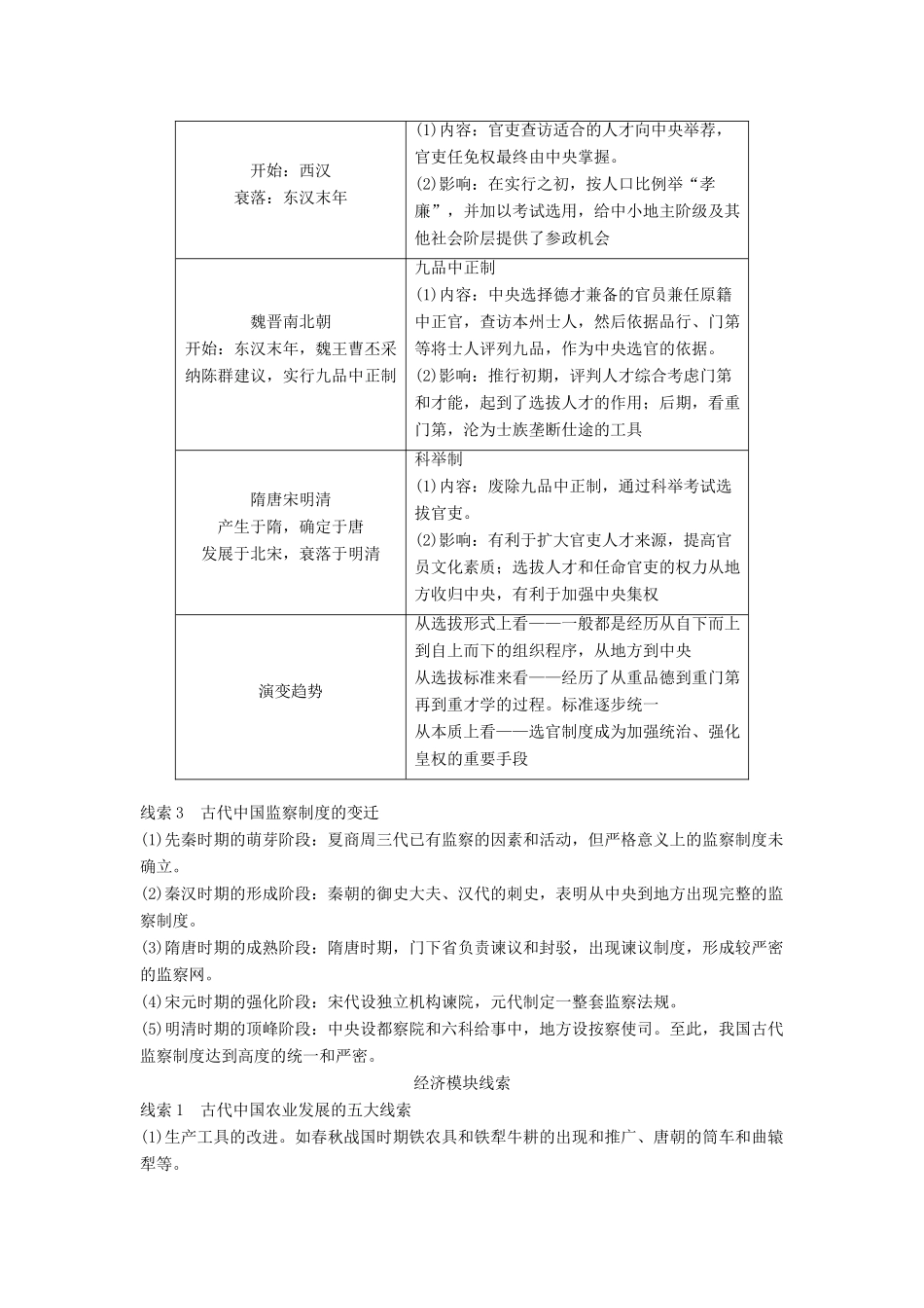 高考历史大二轮总复习与增分策略 板块一 中国古代史专题总结试题_第2页