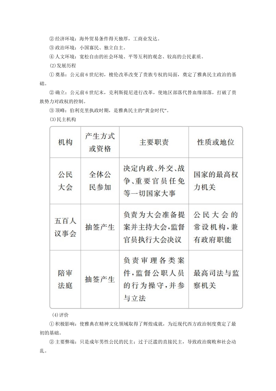 高考历史二轮复习 专题培优教程 下篇 模块一 专题4 海洋文明典型的希腊民主和罗马法律练习试题_第2页