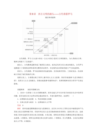 高考历史二轮复习 专题培优教程 知识篇 第三部分 第9讲 西方文明的源头——古代希腊罗马练习试题