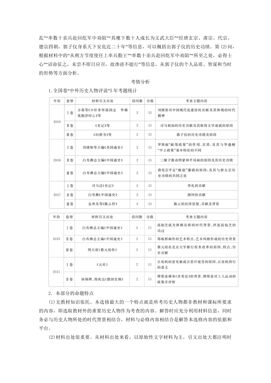 高考历史二轮复习 专题培优教程 知识篇 第四部分 选修4 中外历史人物评说练习4历史试题_第3页