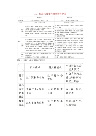 高考历史二轮复习 专题培优教程 知识篇 第五部分 三 信息文明时代的世界和中国练习试题