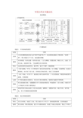 高考历史二轮复习 专题培优教程 知识篇 第一部分 中国古代史专题总结试题