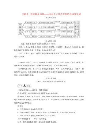 高考历史二轮复习 走向联系和分化——近代史 专题5 世界联系加强——资本主义世界市场的形成和发展练习试题