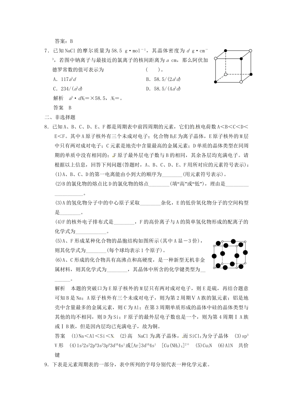 高考化学专题复习导练测 第十二章 第三讲 晶体结构与性质试题_第3页