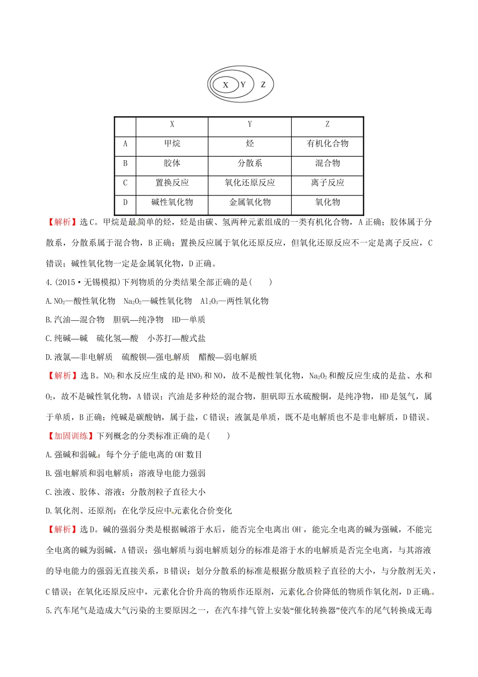高考化学总复习 2.1物质的分类高效演练试题_第2页