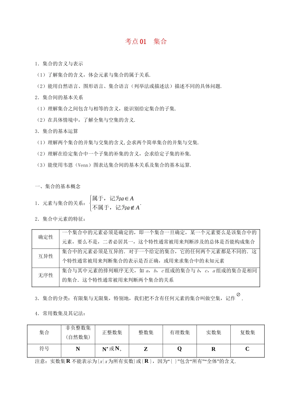 高考数学 考点一遍过 专题01 集合（含解析）文试题_第1页