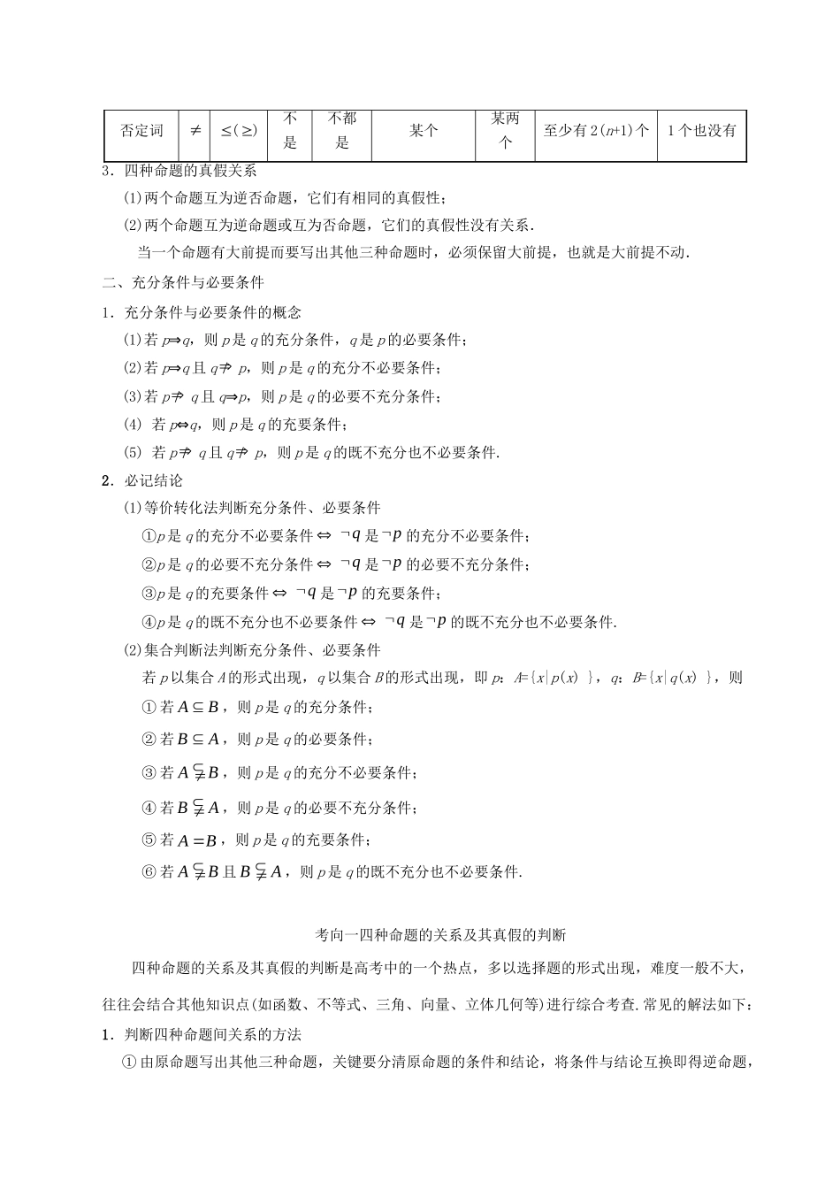 高考数学 考点一遍过 专题02 命题及其关系、充分条件与必要条件（含解析）文试题_第2页
