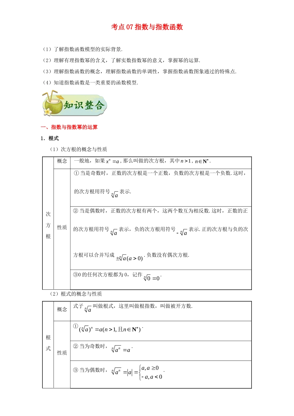 高考数学 考点一遍过 专题07 指数与指数函数（含解析）理试题_第1页