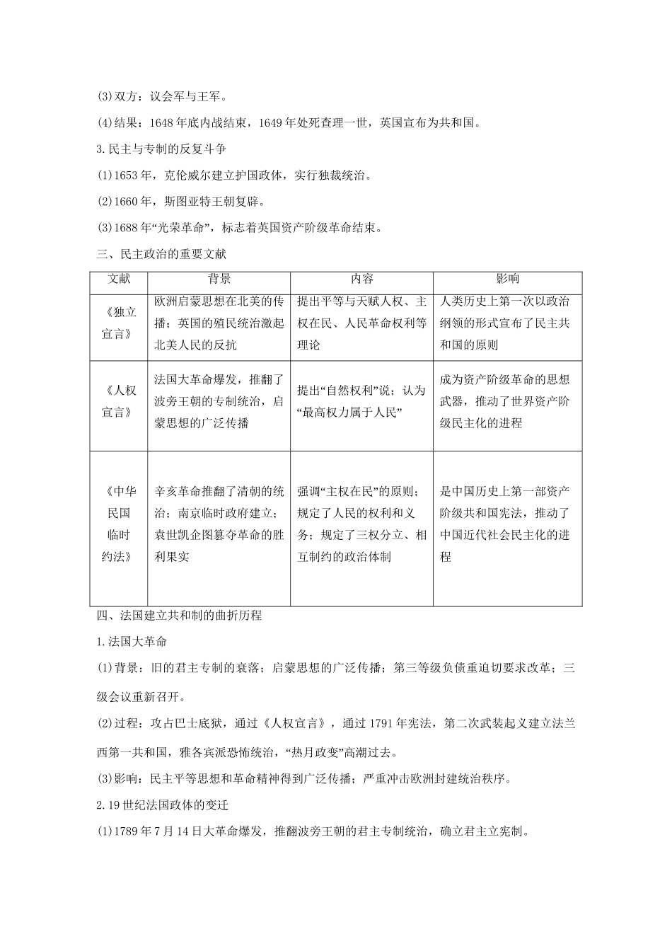 高考历史 考前三个月 第一部分 专题四 近代社会的民主思想与实践（含解析）选修2-人教版高三选修2历史试题_第2页