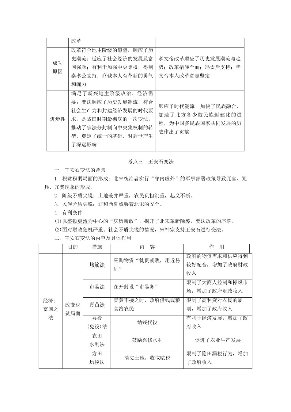 高考历史一轮复习 历史上重大改革回眸 第1讲 古代历史上的重大改革教师用书 试题_第3页