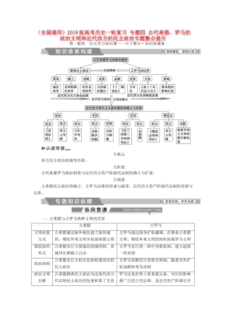 高考历史一轮复习 专题四 古代希腊、罗马的政治文明和近代西方的民主政治专题整合提升试题