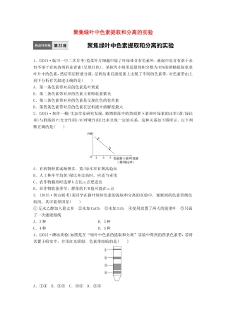高考生物一轮复习  第23练 聚集绿叶中色素提取和分离的实验试题