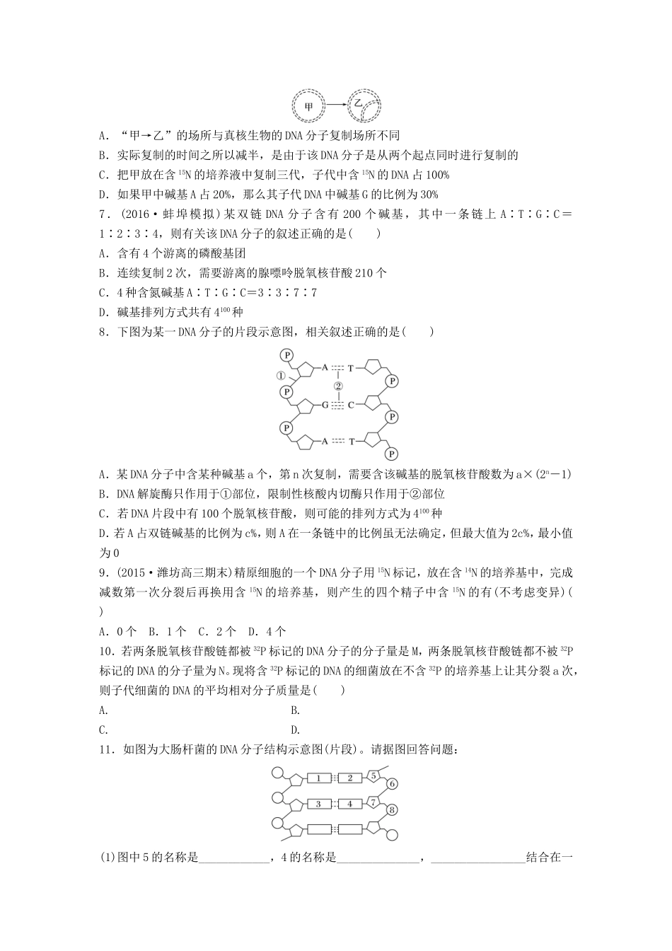 高考生物一轮复习  第41练 正确推理DNA相关计算试题_第2页