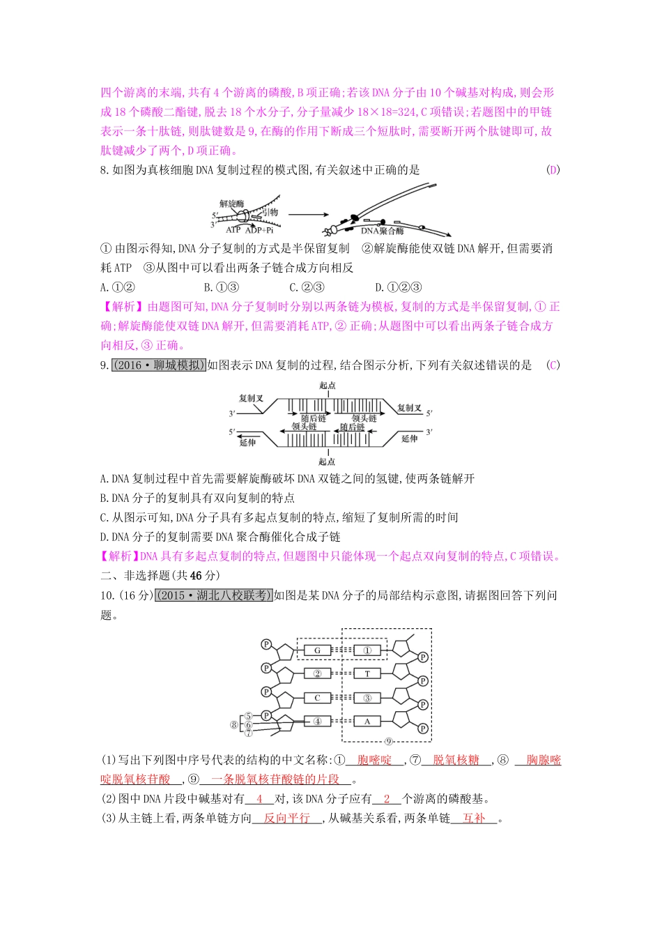 高考生物一轮复习 第八单元 基因的本质与表达 第2讲 DNA分子的结构、复制与基因的本质练习试题_第3页