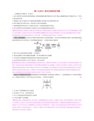 高考生物一轮复习 第十五单元 现代生物科技专题单元综合检测试题