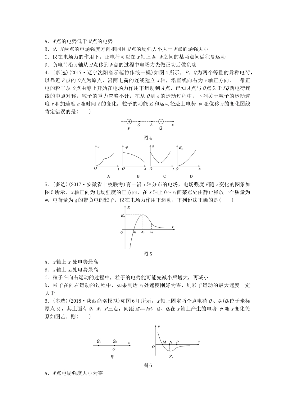 高考物理一轮复习 第七章 静电场 微专题54 电场中的图象问题备考精炼试题_第2页