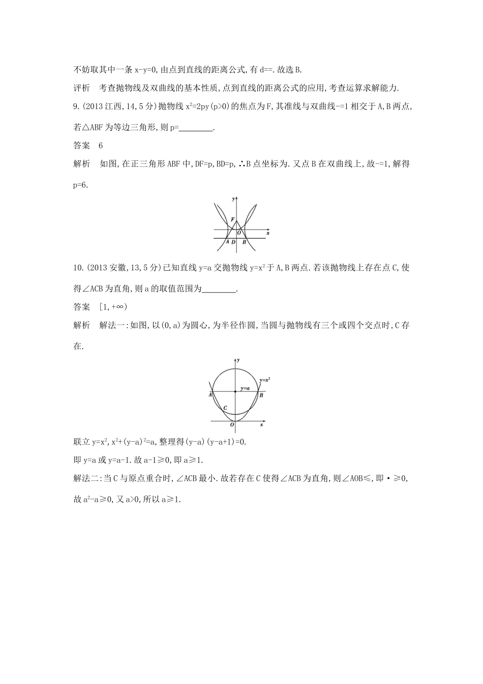 高考数学一轮总复习 第十章 圆锥曲线 10.3 抛物线及其性质专用题组 理 试题_第3页