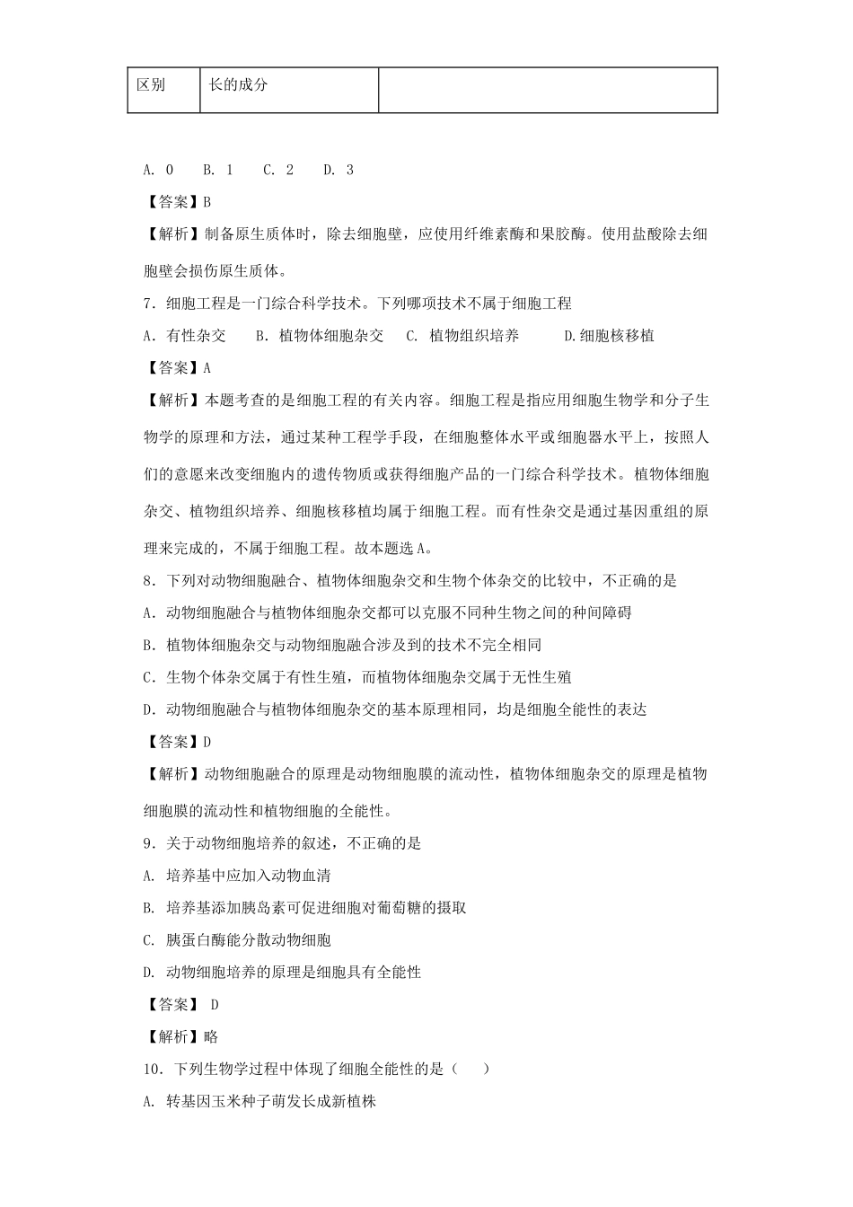 高考生物二轮复习 基因工程和细胞工程专题卷1试题_第3页