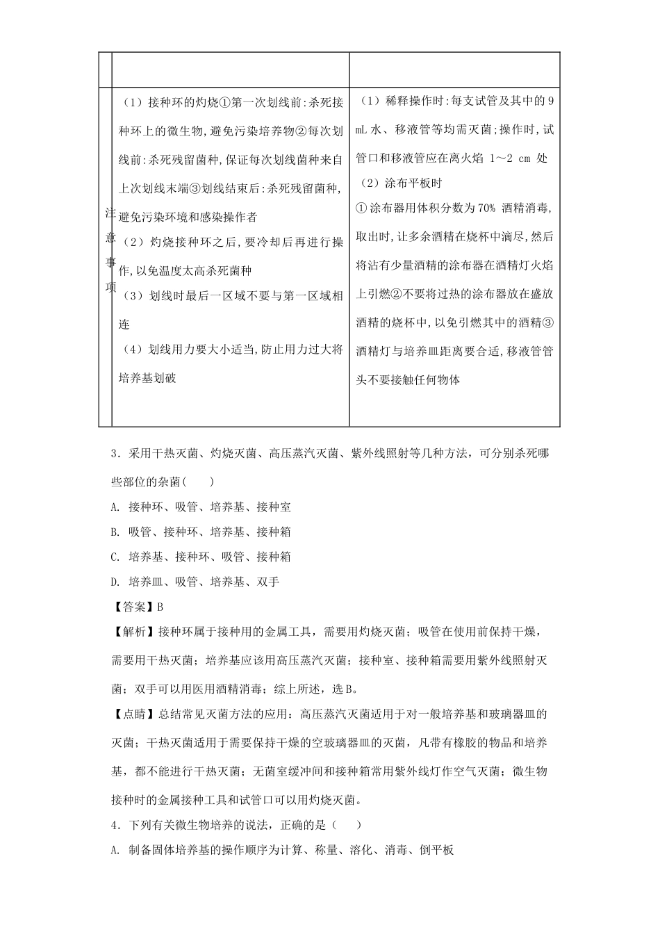 高考生物二轮复习 微生物的培养与应用专题卷1试题_第2页